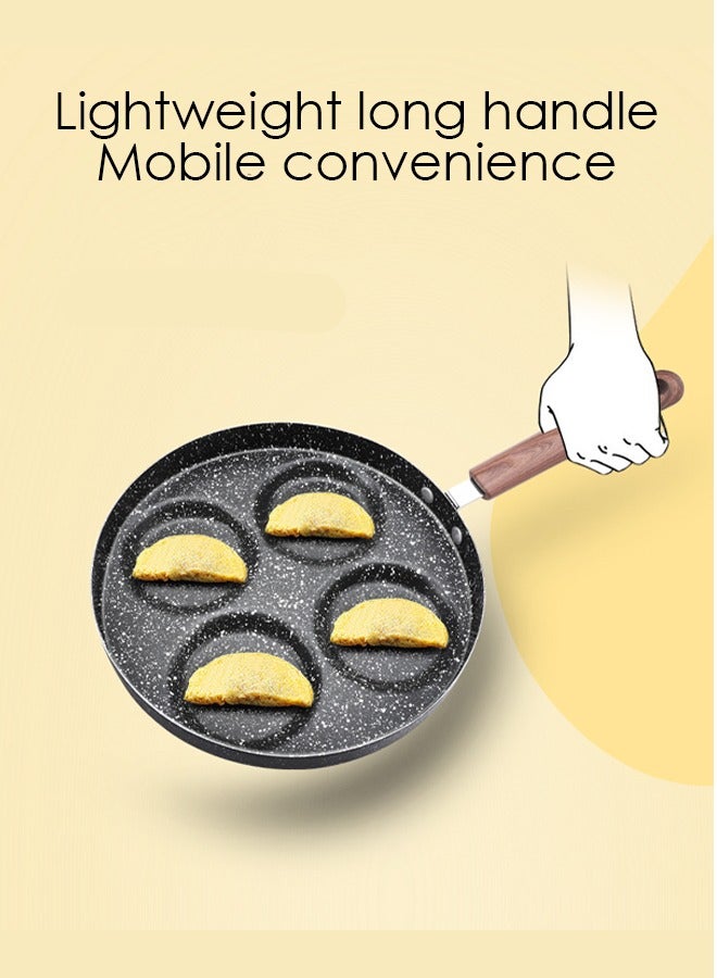 إسكدنيا 4-Hole pancake Marble Stone Non-Stick Pan | Fast Cooking u0026 Easy Clean | Durable Safe with Ergonomic Handle u0026 Even Heat Distribution | 24cm Multi-Functional Griddle for Gas/Induction Stove - Image 3