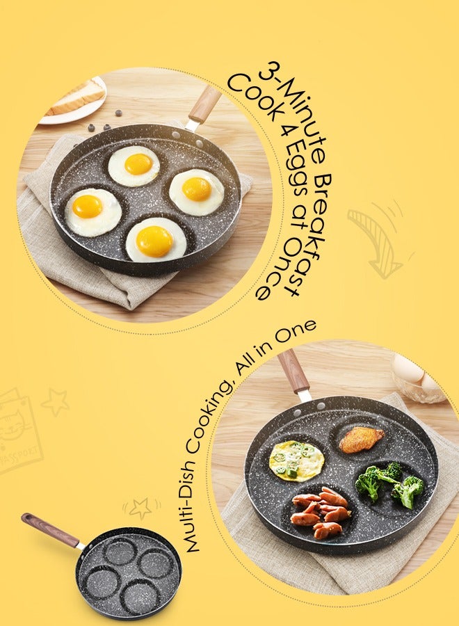 إسكدنيا 4-Hole pancake Marble Stone Non-Stick Pan | Fast Cooking u0026 Easy Clean | Durable Safe with Ergonomic Handle u0026 Even Heat Distribution | 24cm Multi-Functional Griddle for Gas/Induction Stove - Image 2