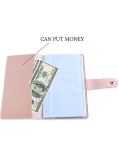 Excefore Business Card Holder, PU Leather Credit Cards Protector Business Card Book Case Organization Binder Name ID Card Holder for Men & Women, Up to 96 Cards Capacity (Pink)  - Image 2