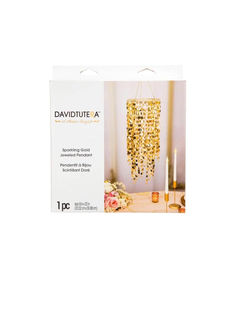 ديفيد توتيرا David Tutera قلادة مرصعة بالجواهر معلقة من الذهب المتلألئ 8 × 22 بوصة - Image 1