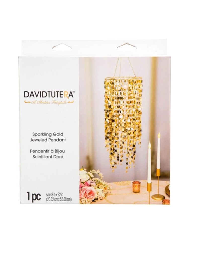 ديفيد توتيرا David Tutera قلادة مرصعة بالجواهر معلقة من الذهب المتلألئ 8 × 22 بوصة - Image 2