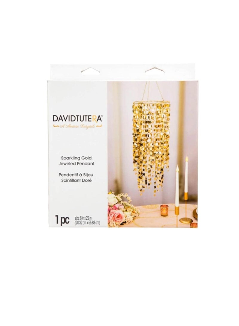 ديفيد توتيرا David Tutera قلادة مرصعة بالجواهر معلقة من الذهب المتلألئ 8 × 22 بوصة - Image 3