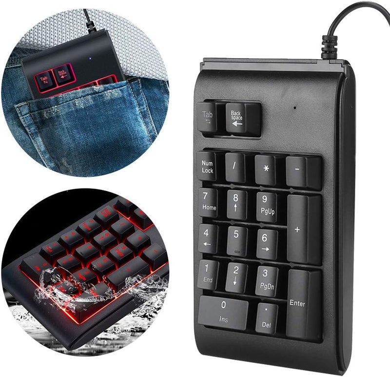 Backlit Keypad USB Wired Numeric 19 - Key Keyboard, Mechanical Feel Number Pad with Tricolor Breathing Light, Design for Office Gaming Home Use - Image 4
