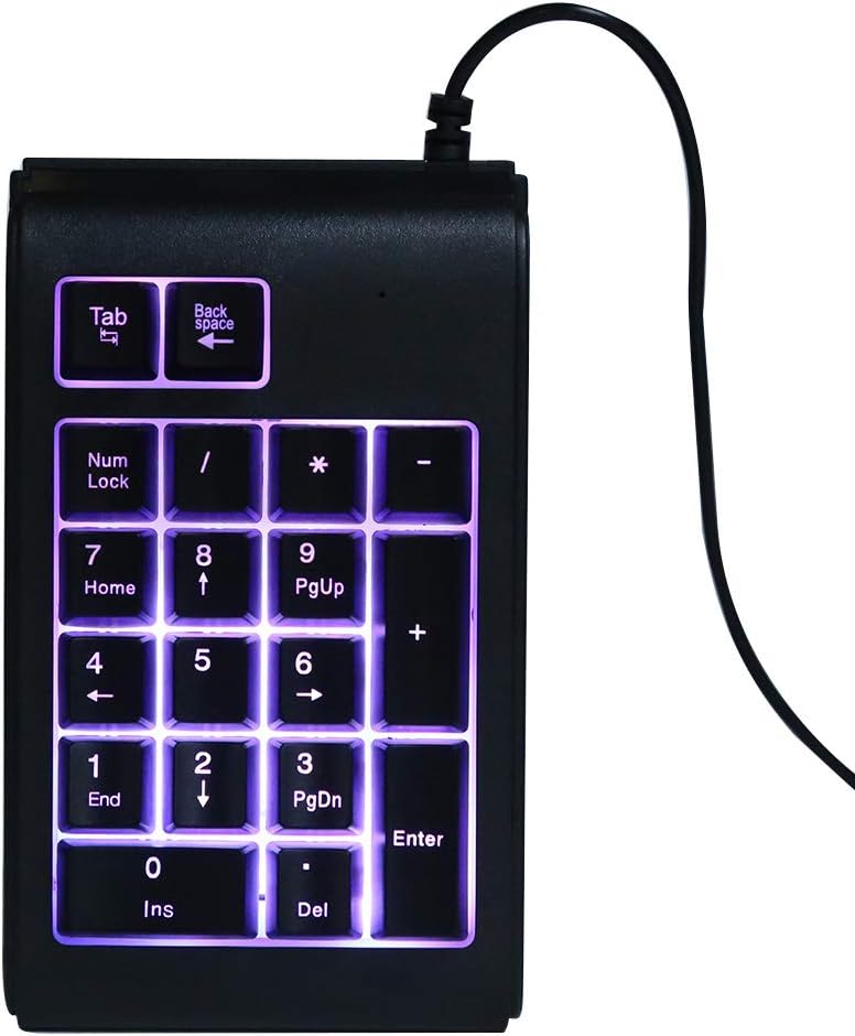 Backlit Keypad USB Wired Numeric 19 - Key Keyboard, Mechanical Feel Number Pad with Tricolor Breathing Light, Design for Office Gaming Home Use - Image 3