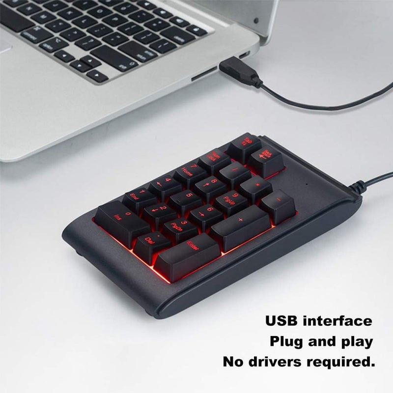 Backlit Keypad USB Wired Numeric 19 - Key Keyboard, Mechanical Feel Number Pad with Tricolor Breathing Light, Design for Office Gaming Home Use - Image 2