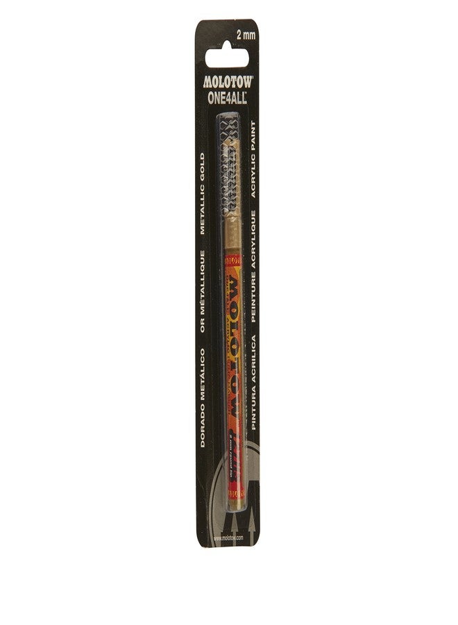 Molotow ONE4ALL Acrylic Paint Marker, 2mm, Metallic Gold, Blister Carded, 1 Each (127.306BC) - Image 1