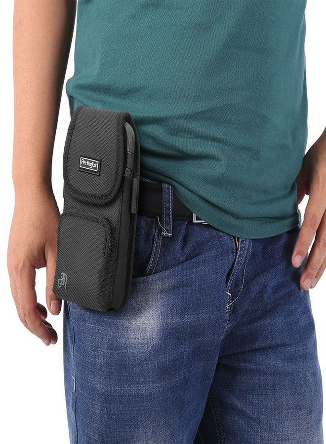 Perilogics Nylon Cell Phone Belt Holster Compatible with iPhone 17 Pro Max, 16 Pro Max, 16 Plus, 15 Pro Max, 15 Plus, 14 Pro Max with Rugged Case, Cell Phone Pouch with Storage & Card Slot - Image 2