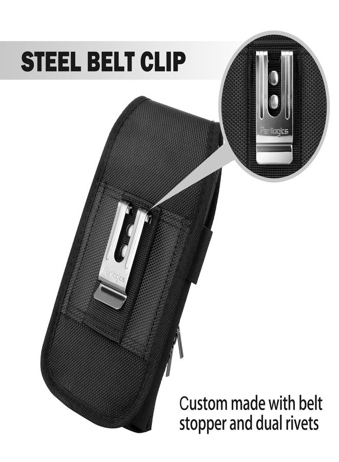 Perilogics Nylon Cell Phone Belt Holster Compatible with iPhone 17 Pro Max, 16 Pro Max, 16 Plus, 15 Pro Max, 15 Plus, 14 Pro Max with Rugged Case, Cell Phone Pouch with Storage & Card Slot - Image 5