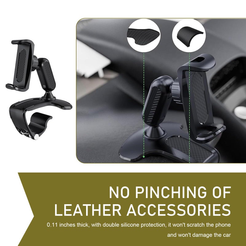 DACIRTY 360Â° Rotatable Car Phone Holder â€“ Adjustable Spring Clamp for 4.7"-6.5" Smartphones, Anti-Shake Navigation Mount with Sun Visor & Rearview Mirror Clip, Hinge-Style Twist for Stability (Black) - Image 5