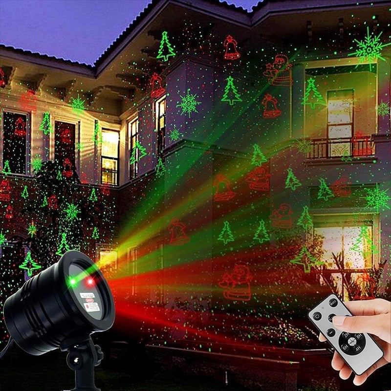 YINUO LIGHT أضواء الليزر لعيد الميلاد، أضواء بروجيكتور، بقعة ضوء المناظر الطبيعية، عرض نجوم حمراء وخضراء مع أنماط زخرفية لعيد الميلاد للحدائق الداخلية والخارجية، الجدران - Image 1