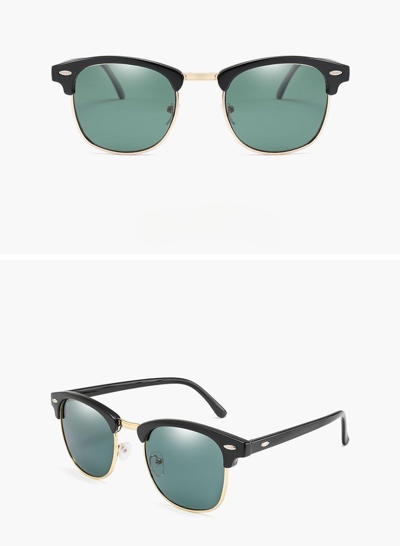 HDCRAFTER Men's Metal Half Frame UV400 Sunglasses - Image 2