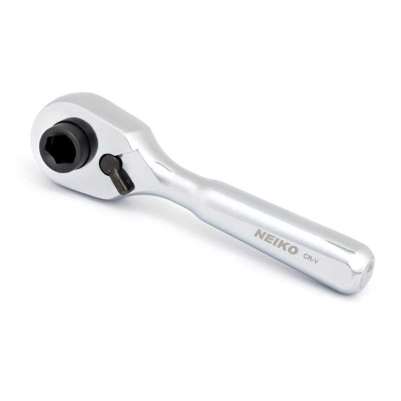 Neiko 03002A Stubby Ratchet, 1/4 Inch Ratchet Wrench and Bit Driver, 108-Tooth Reversible Ratchet, 3.3 Degree, Mini 1/4 Ratchet Drive, Oval Head Wrench, CR-V Steel Quarter Inch Small Ratchet Wrench - Image 1