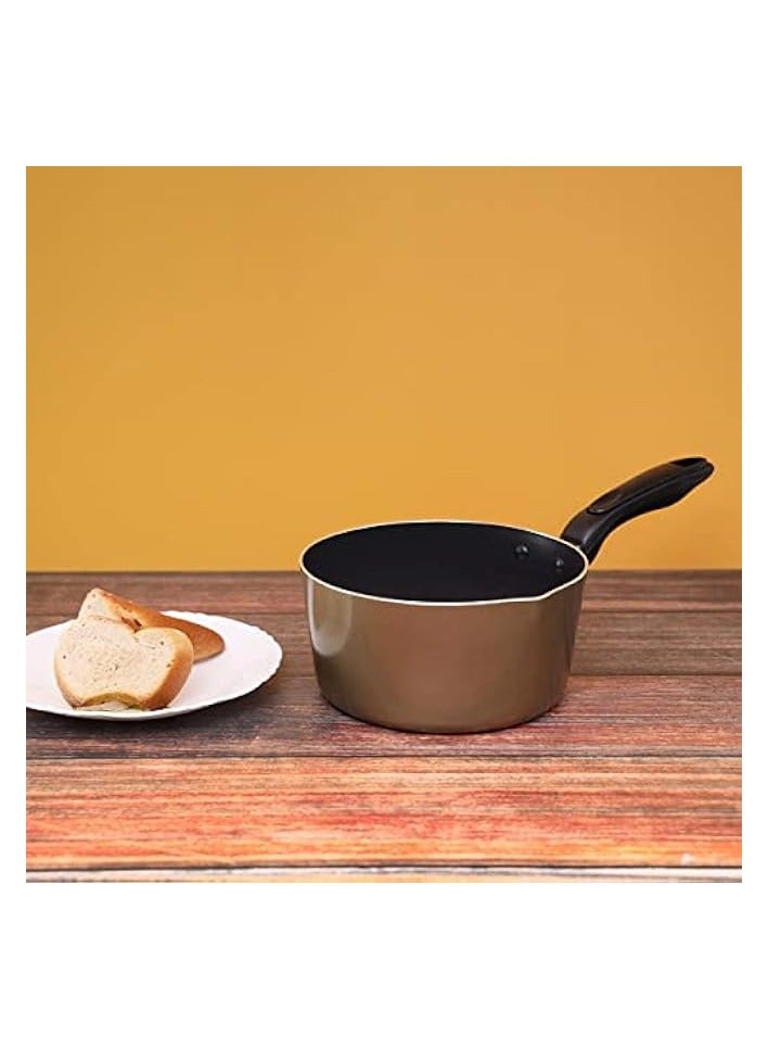 Green Tiger Non-Stick Milk Pan – 14cm/1 Litre Saucepan – Pouring Spout with Ergonomic Handle - Tea Pan Saucepan Milk Pot – Ideal as Coffee pot, Tea pot, Milk pot & a Small - Image 2