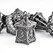 Cusdie 7Piece Lantern DND Dice SetMetal Dice with Skull Dice Bag Perfect for Tabletop RPGs Board Games Gifting and CollectingAncient Silver - Image 4