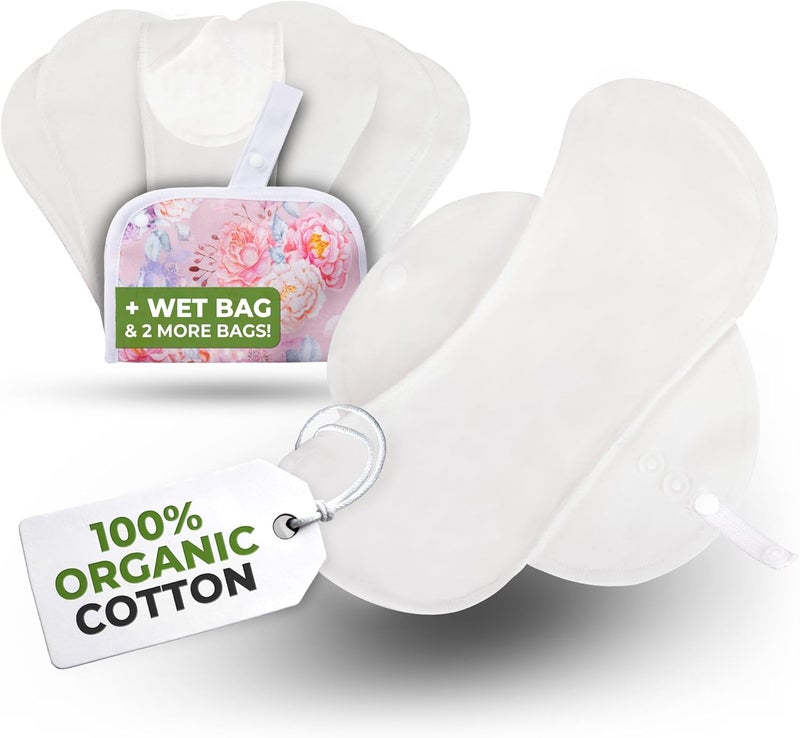 Organic Cotton EcoComfort Reusable Panty Liners for Women & Teens (Small, 7-Pack); High-Temp Washable Cloth Liners; Stay Fresh & Dry, for Daily Vaginal Discharge Only; 100% Breathable (no PUL/TPU)