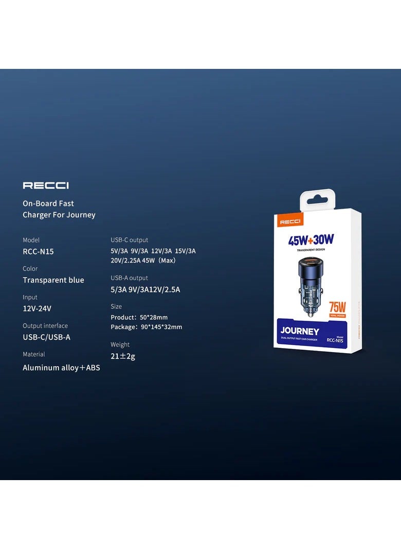 Recci - Recci Journey ON-Board 75W Car Charger RCC-N15 - Image 1