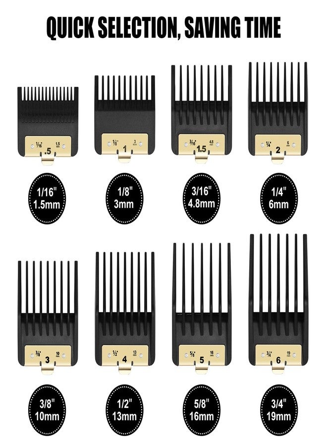 Amorka 8 Pack Premium Clipper Guards Fit for BaBylissPRO Barberology FX870, FX890, FX825, and FX673 Clippers, Replacement Guards with Metal Clip - From 1/16-3/4 inch Snap on Comb Set for Babyliss Clippers - Image 2