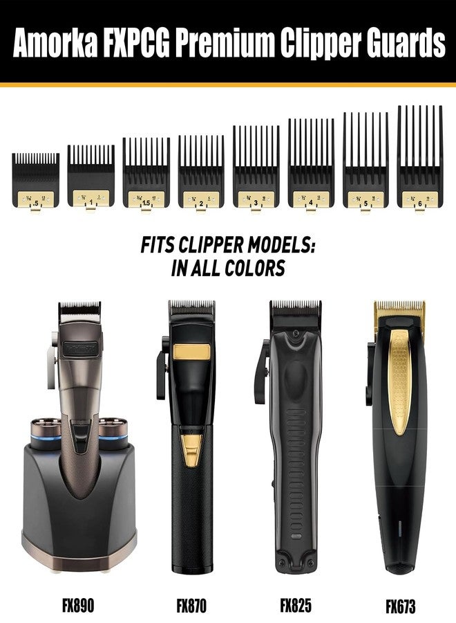 Amorka 8 Pack Premium Clipper Guards Fit for BaBylissPRO Barberology FX870, FX890, FX825, and FX673 Clippers, Replacement Guards with Metal Clip - From 1/16-3/4 inch Snap on Comb Set for Babyliss Clippers - Image 4