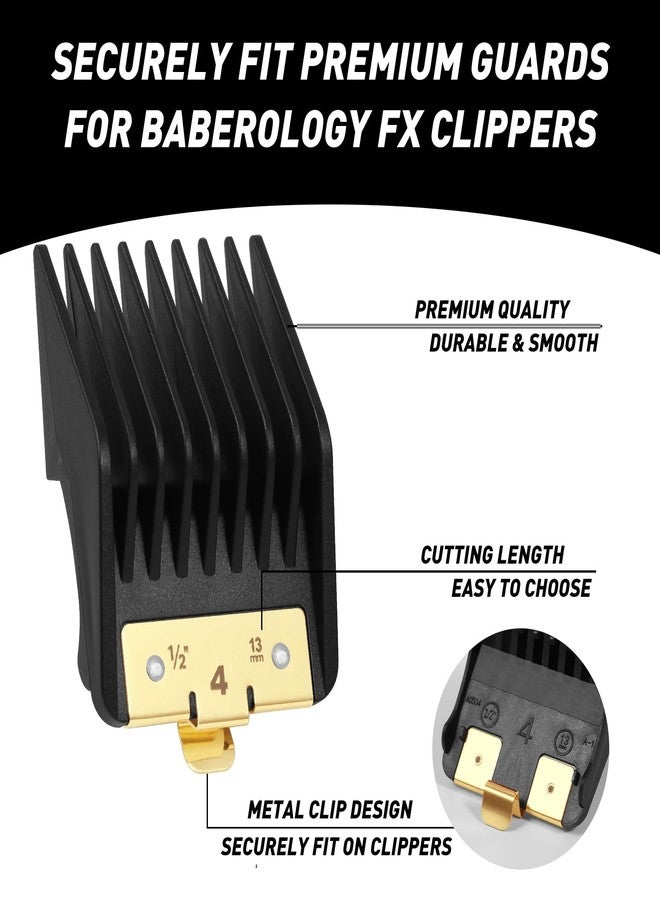 Amorka 8 Pack Premium Clipper Guards Fit for BaBylissPRO Barberology FX870, FX890, FX825, and FX673 Clippers, Replacement Guards with Metal Clip - From 1/16-3/4 inch Snap on Comb Set for Babyliss Clippers - Image 3
