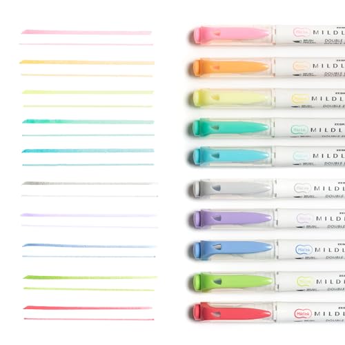 Zebra Pen Mildliner Double-Ended Brush Marker, Brush and Fine Tip Pen, Ideal for Bible Highlighting, No Bleed, Assorted Soft Hue Colors, 10-Pack (79101) - Image 3