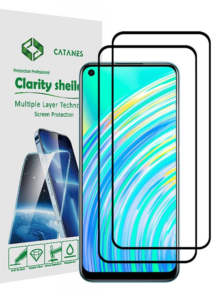 CATANES 2 Pack For Realme C17 Screen Protector Tempered Glass Full Glue Back - Image 1