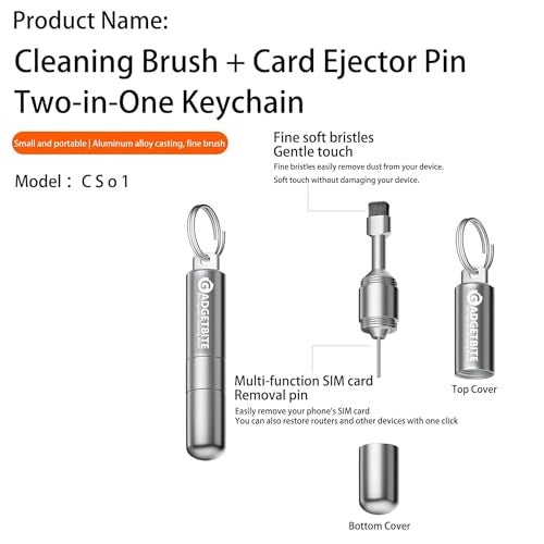 GadgetBite Premium SIM Card Ejector Pin with Mobile Cleaning Kit for Smartphones, Android, iPhone, AirPods, Tablets, Durable Metal, Compact, Travel-Friendly Tech Accessory - Silver - Image 2
