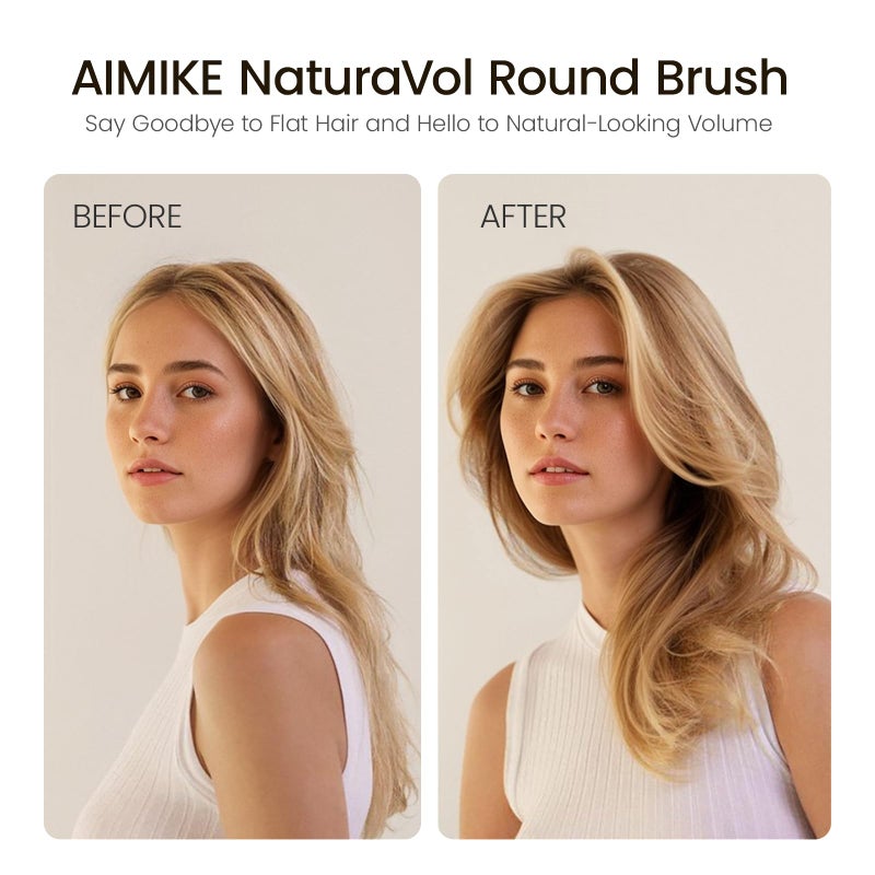 AIMIKE NaturaVol Round Brush for Blow Out, Large Round Hair Brush for Fine Hair with Nano Thermal Ceramic Tech, for Blow Drying & Styling, Adds Volume & Smoothness (2.1 Inch Barrel, 3 Inch Bristle) - Image 2