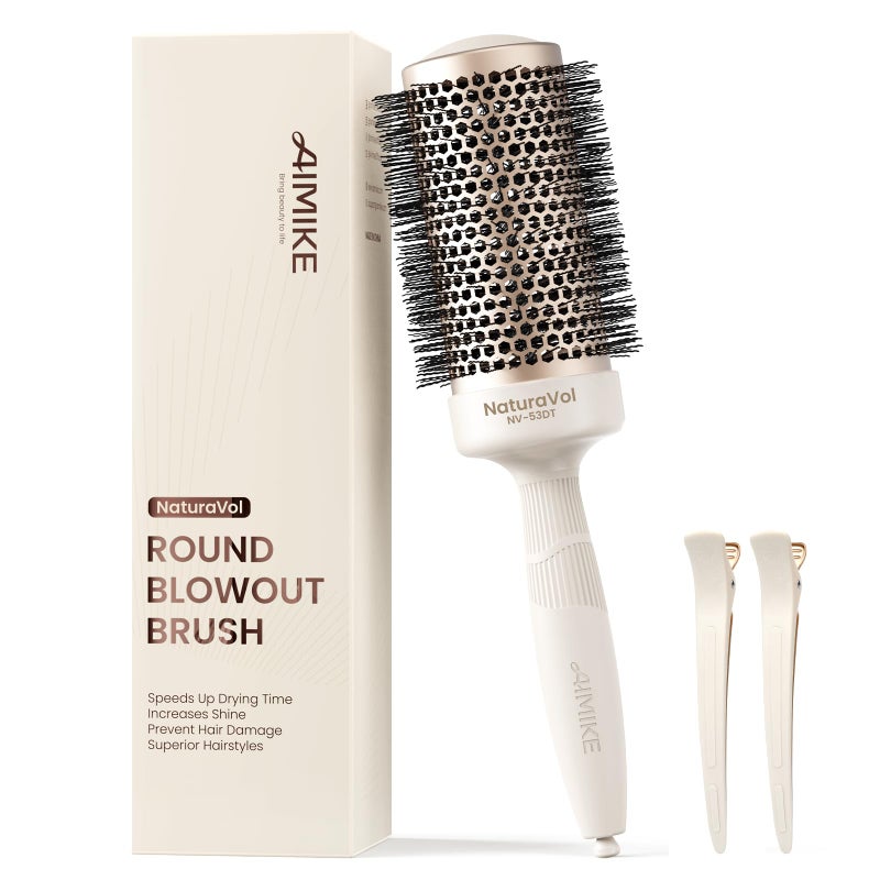 AIMIKE NaturaVol Round Brush for Blow Out, Large Round Hair Brush for Fine Hair with Nano Thermal Ceramic Tech, for Blow Drying & Styling, Adds Volume & Smoothness (2.1 Inch Barrel, 3 Inch Bristle) - Image 1