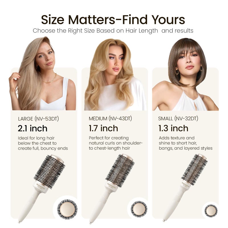 AIMIKE NaturaVol Round Brush for Blow Out, Large Round Hair Brush for Fine Hair with Nano Thermal Ceramic Tech, for Blow Drying & Styling, Adds Volume & Smoothness (2.1 Inch Barrel, 3 Inch Bristle) - Image 4