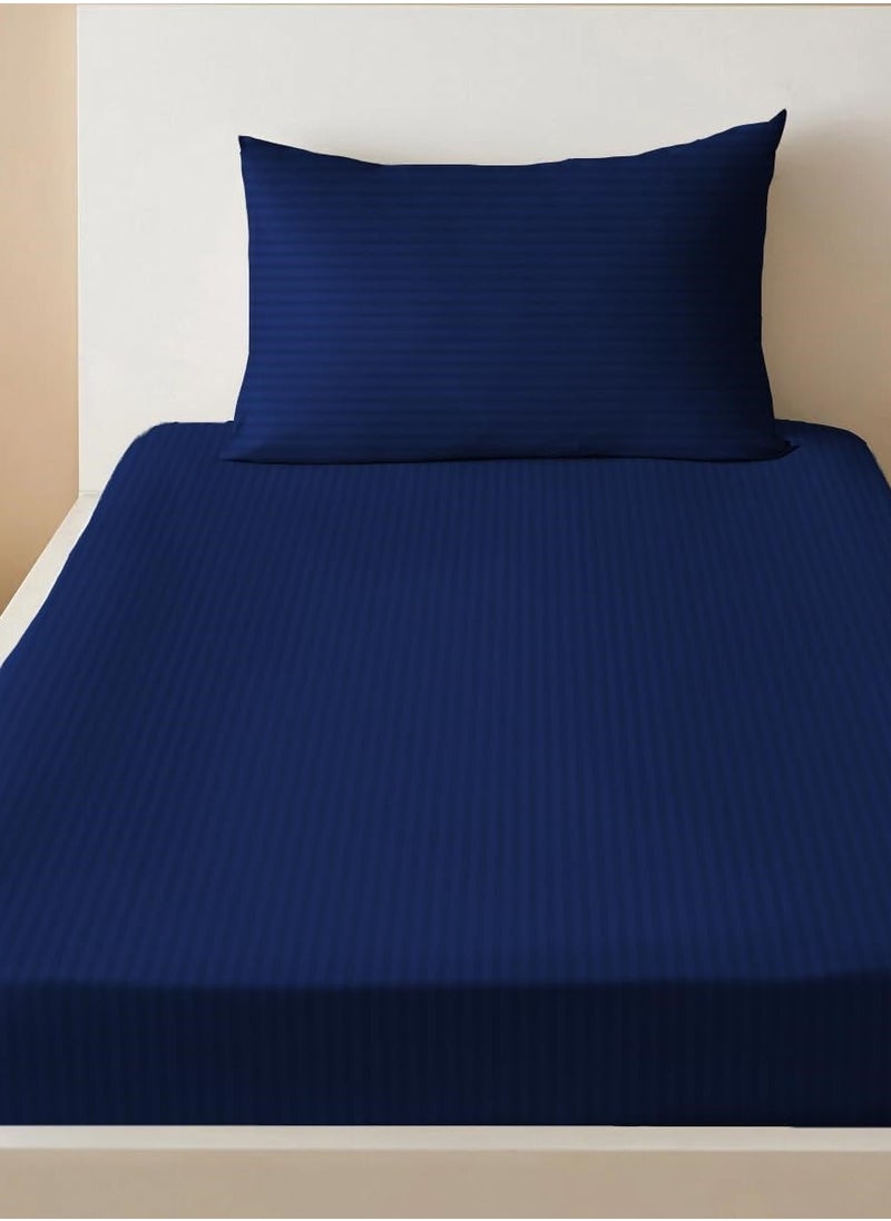 MAXQON - Fitted Elastic Bedsheet Set With Pillow Covers, King/Queen/Double/Single Sizes, Color Blue - Image 1