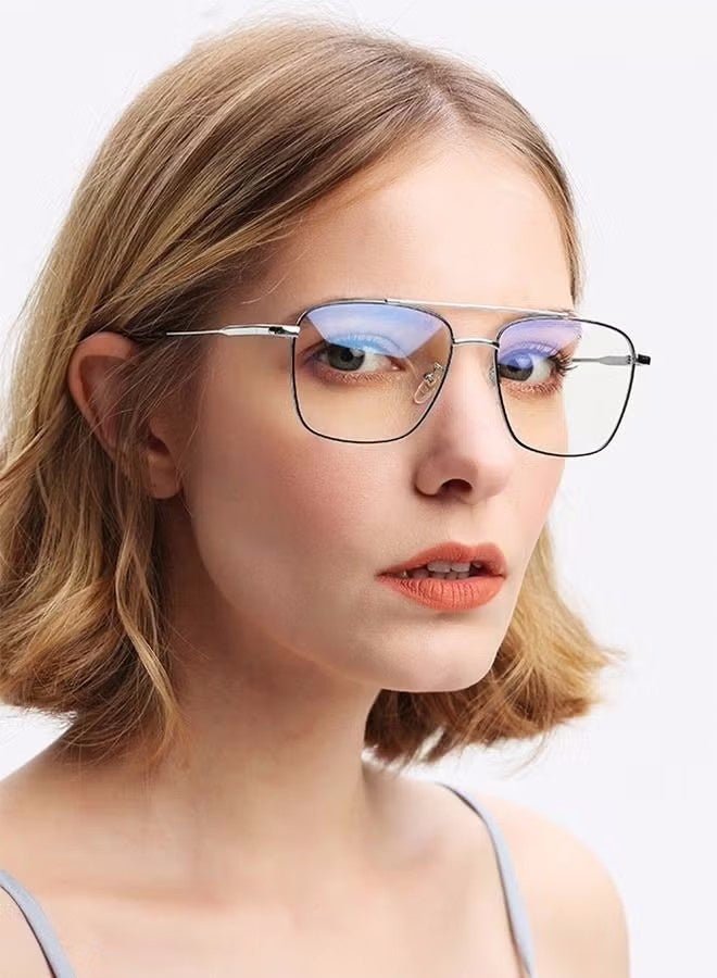 HY Blue Light Blocking Glasses Blue Light Filter Computer Reading Gaming TV Phones Oversized Eyeglasses Fashion Anti Eyestrain Headache Eyewear Eyeglasses Anti Glare for Women Men (Black Silver) - Image 2