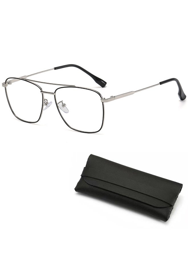 HY Blue Light Blocking Glasses Blue Light Filter Computer Reading Gaming TV Phones Oversized Eyeglasses Fashion Anti Eyestrain Headache Eyewear Eyeglasses Anti Glare for Women Men (Black Silver) - Image 1