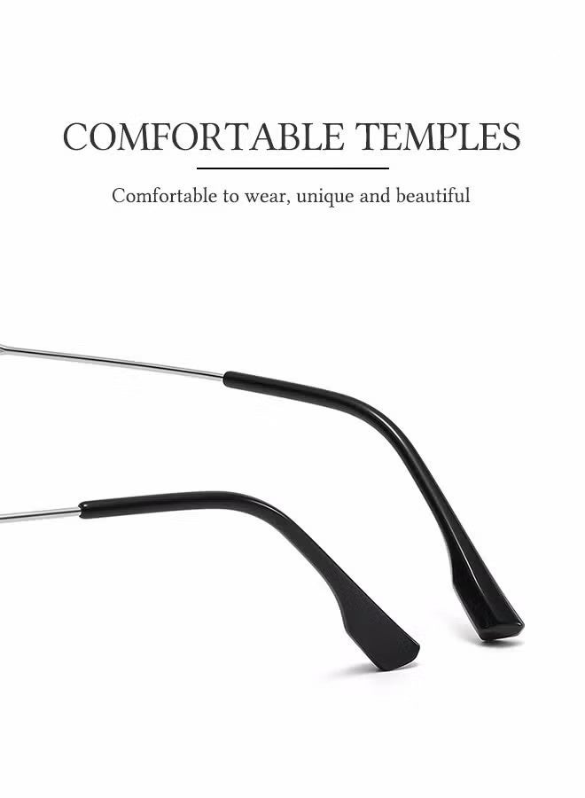 HY Blue Light Blocking Glasses Blue Light Filter Computer Reading Gaming TV Phones Oversized Eyeglasses Fashion Anti Eyestrain Headache Eyewear Eyeglasses Anti Glare for Women Men (Black Silver) - Image 5