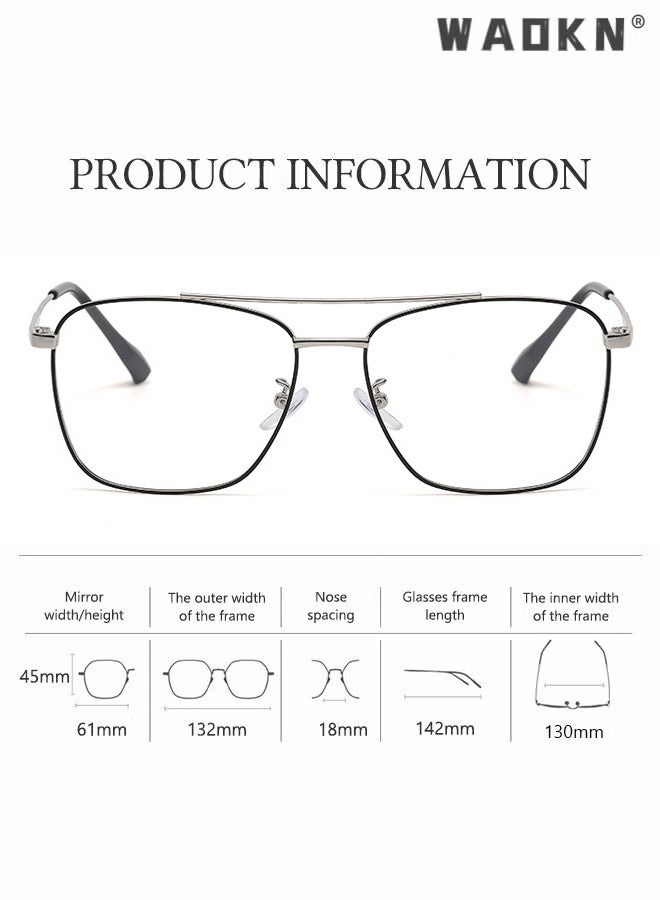 HY Blue Light Blocking Glasses Blue Light Filter Computer Reading Gaming TV Phones Oversized Eyeglasses Fashion Anti Eyestrain Headache Eyewear Eyeglasses Anti Glare for Women Men (Black Silver) - Image 4
