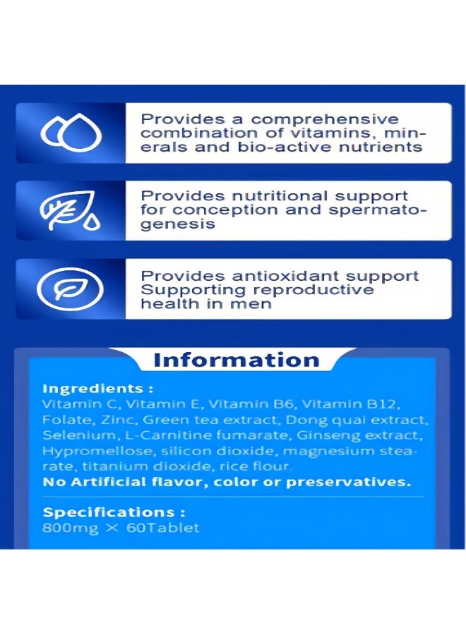 Wins Town WinsTown Men Fertility Tablets (60 Count) - Support Male Reproductive Health & Sperm Quality - Image 5