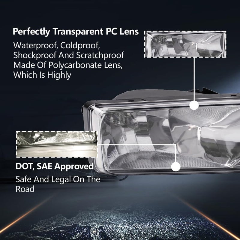 PIT66 Front Bumper Fog Light for Chevy and GMC Vehicles - Clear Lens, 2PCS - Image 2