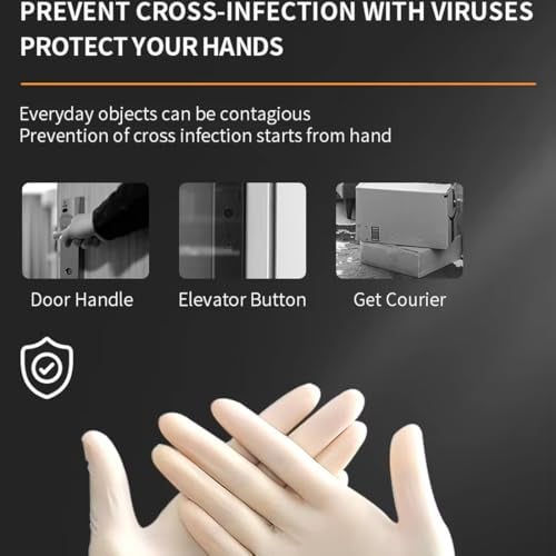 adbeni Disposable Latex Gloves | Food Handling | Powder Free | Premium | for Medical Examination, Kitchen, Cleaning, Cooking, Salon, Spa, Gardening, Travel & Grooming | Stretchable Fit | Pack of 50 - Image 4
