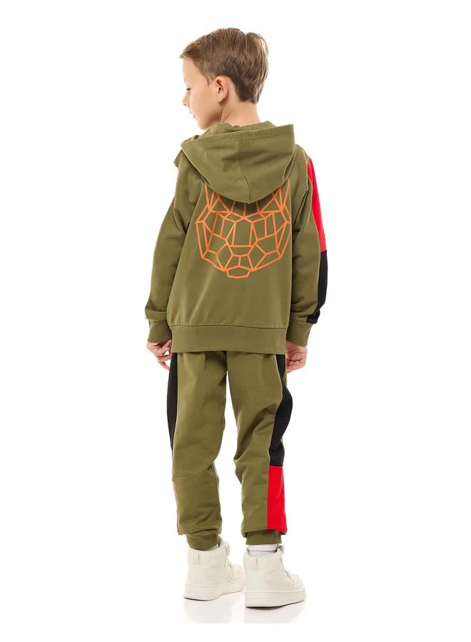 victor and jane Victor And Jane Boys Olive Full Zip Hoodie and Joggers Set