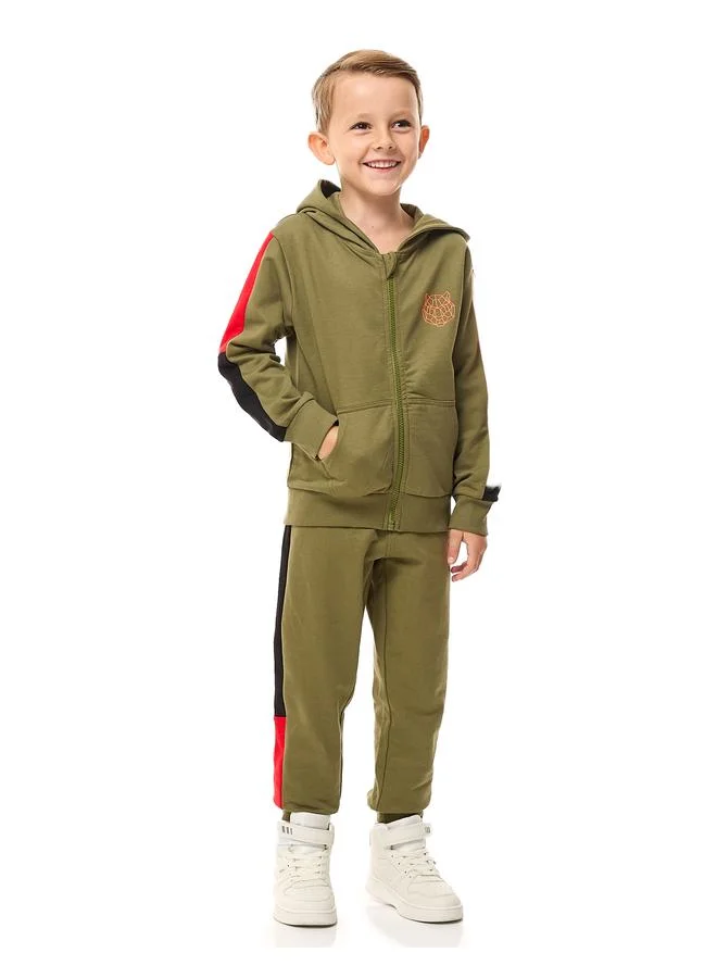 victor and jane Victor And Jane Boys Olive Full Zip Hoodie and Joggers Set