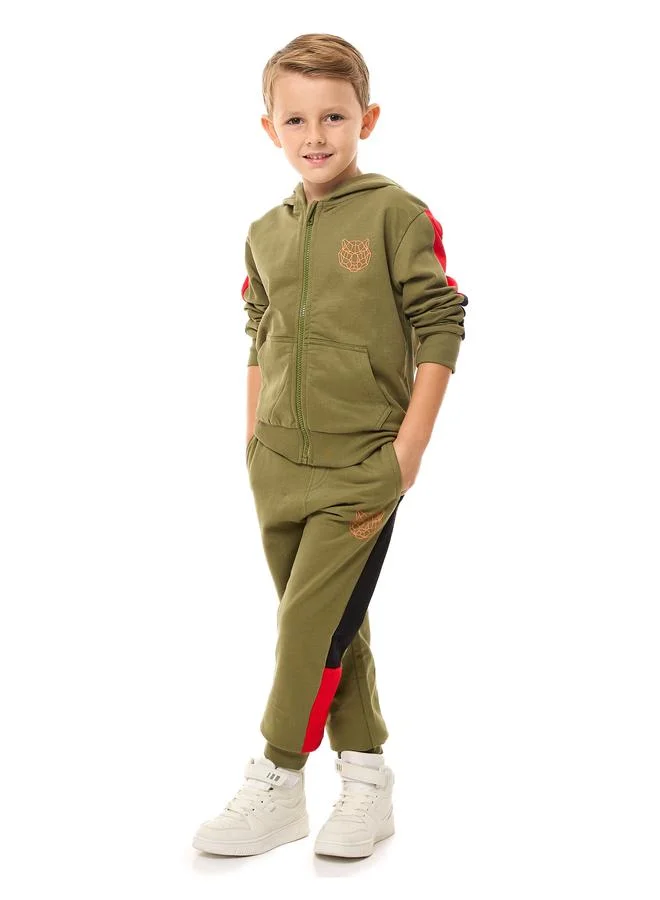 victor and jane Victor And Jane Boys Olive Full Zip Hoodie and Joggers Set