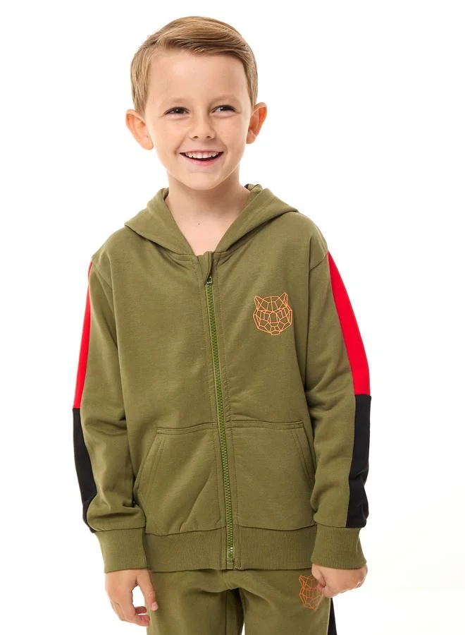 victor and jane Victor And Jane Boys Olive Full Zip Hoodie and Joggers Set