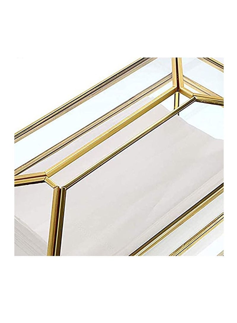 Y&D Elegant Transparent Tissue Holder Box Gold/Clear  - Image 3