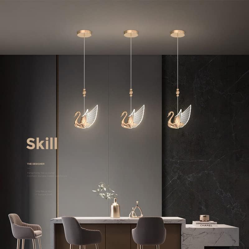 CITRA LED Rose Gold Swan Bedside Hanging Pendant Ceiling Lamp Light Fixture - Warm White - Image 5