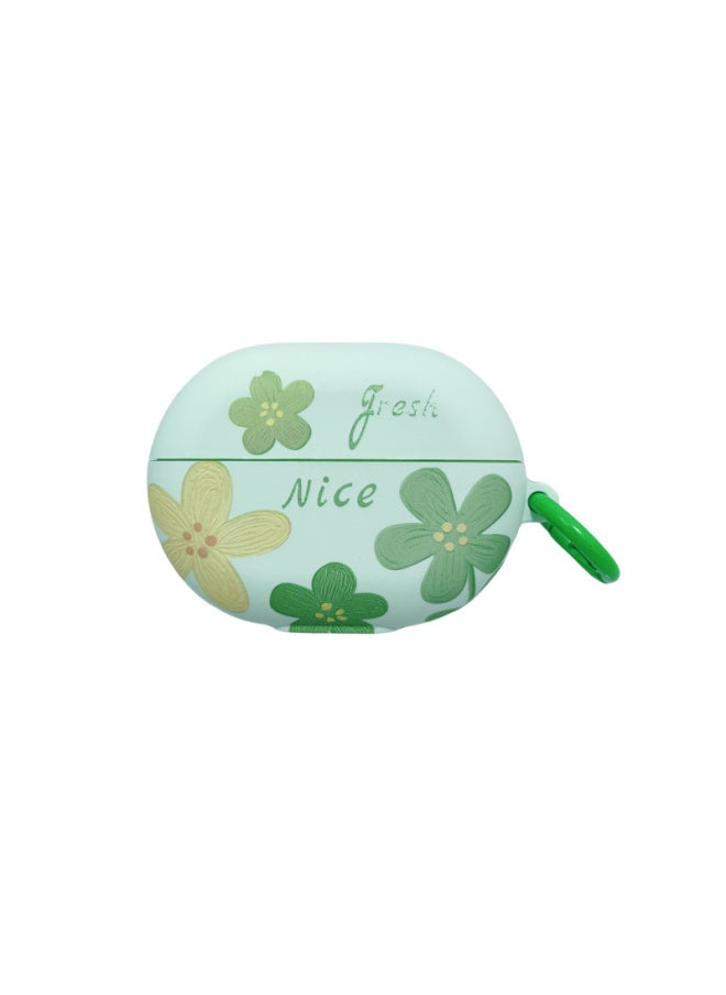 Generic - For HuaweiFreebuds Pro3/2 Wireless Bluetooth Headset Cartoon Creative Se3/4i/5i/Pro Soft-Color:Soft Shell Circle-Green Oil Painting Flower-Model:Universal For HuaweiFreebuds Pro3/pro4 (protective Ca - Image 1