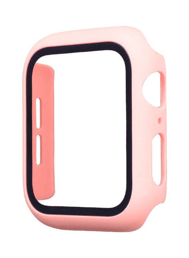 NIBEMINENT Toughed Film Protective Case Suitable For Apple Watch 1/2/3/4/5/6 Generation 42mm Pink  - Image 1