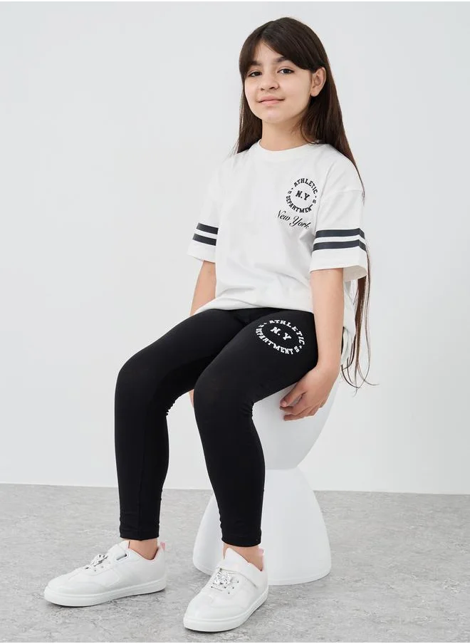 ستايلي Styli Printed Oversized T-Shirt and Leggings Set