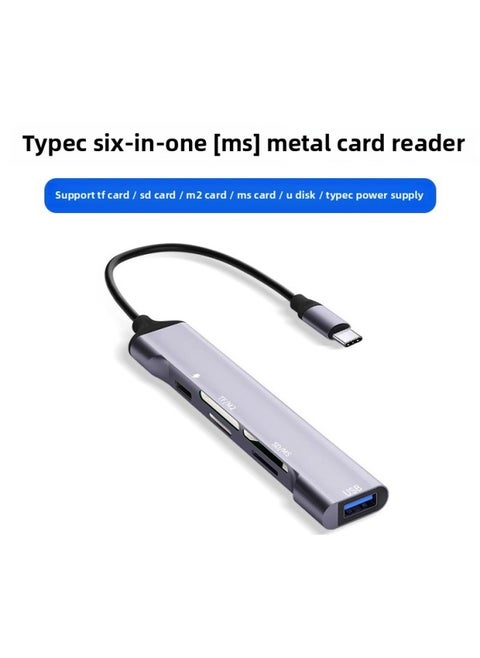 Multi-function Card Reader All-in-one High-speed Camera Sd Card TF Card MS Card M2 Card U Disk Charging Mobile Phone OTG Universal-Color:Typec Six-in-one [ms] Metal Model [supports Tf Card/sd Card/m2 Card/ms Card/u Disk/typec Power Supply] Card Reader/hand