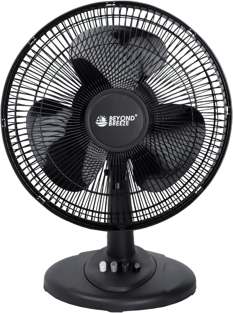 BEYOND BREEZE Oscillating Table Fan Quiet 3-Speed 12-Inch Adjustable Tilt Fan with Safety Grill, Ideal for Home, Office, Dorm, Black - Image 1