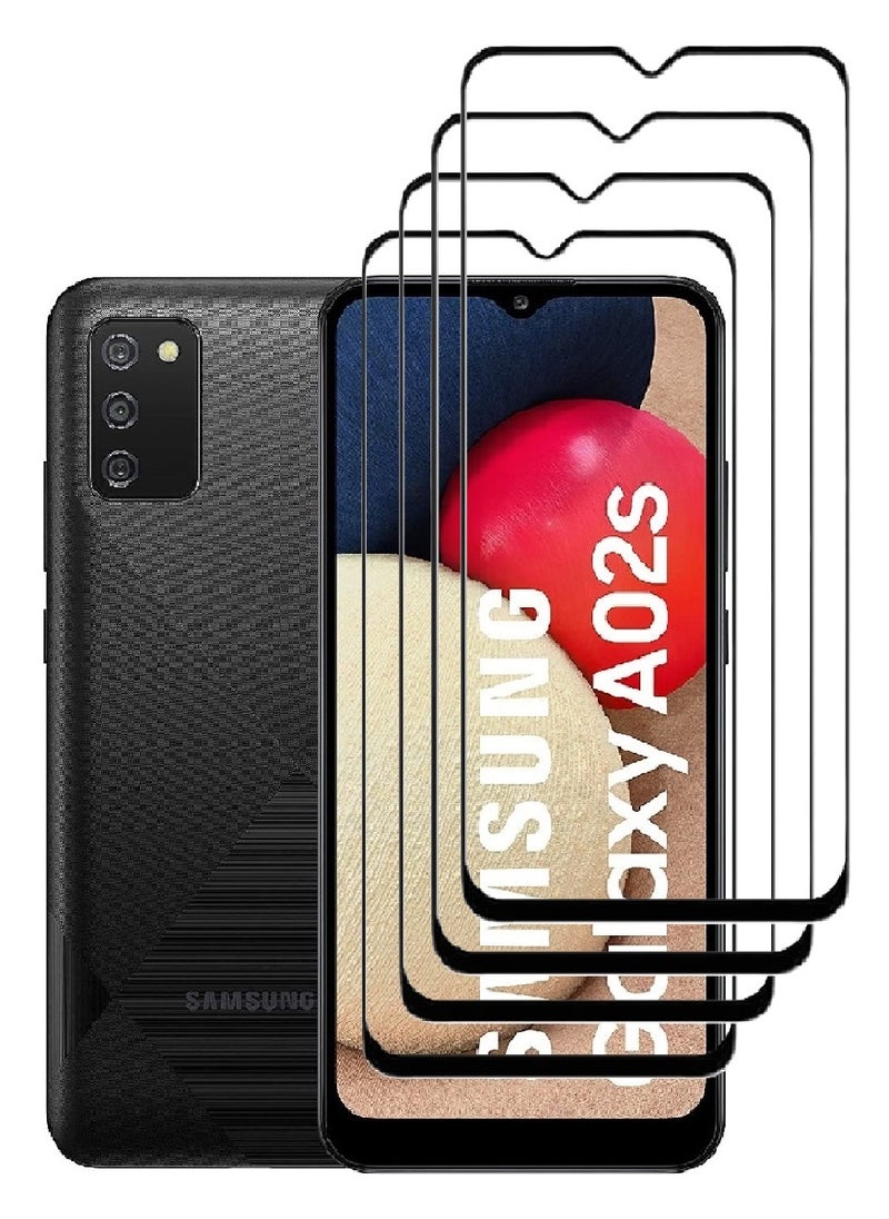 AINA 4 Pieces Tempered Glass Screen Protector 5D Designed For Samsung Galaxy A02s Full Glue Edge to Edge Full Screen Coverage And Bubble Free - Image 1