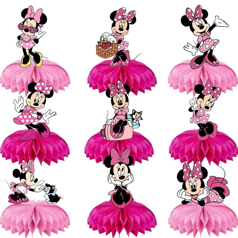 Trifoot Cartoon Birthday Decorations, Cute Honeycomb Table Centerpiece, 3D Table Decorations Birthday Party Supplies Party Decorations (Pink) - Image 1